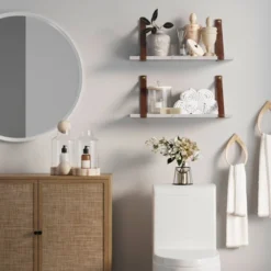 Brandon Vintage Matte Faux Marble Wall Shelf Brown - Nathan James -Children Household Series GUEST 6316bf1a 7063 498f ba57 25f1bfe98a71