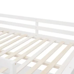 Full Size Wooden Loft Bed With Shelves And Desk - ModernLuxe -Children Household Series GUEST 63839fe6 9288 420a aa39 a2361cedb3eb