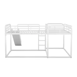 Full And Twin Size L-Shaped Metal Bunk Bed With Slide And Ladder-ModernLuxe -Children Household Series GUEST 644a2238 924d 4b8a 8c35 e46cc4b2951b