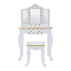 Fashion Polka Dot Gisele Play Vanity Set With Led Mirror White/Gold - Teamson Kids -Children Household Series GUEST 65055718 9fd1 44a2 9e6d 7361695112e8
