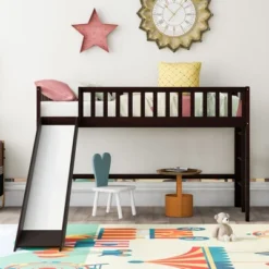 Twin Size Loft Bed With Ladder And Slide-ModernLuxe -Children Household Series GUEST 656c344c 6079 4d92 a960 6a688aa602c0