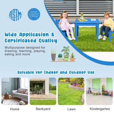 Costway 3PCS Kids Table & 2 Chairs Set Outdoor Heavy-Duty All-Weather Activity Table Set 6 Costway 3PCS Kids Table & 2 Chairs Set Outdoor Heavy-Duty All-Weather Activity Table Set - Image 6