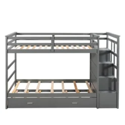 Twin Over Twin Wood Bunk Bed With 4 Drawers, Trundle And Staircase-ModernLuxe -Children Household Series GUEST 669d9a57 7089 473c bafc 0e56391d74ed