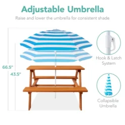 Best Choice Products Kids Wooden Picnic Table, Outdoor Activity Table W/ Adjustable Umbrella, Built-In Seats -Children Household Series GUEST 66d17056 36eb 4a12 9b15 d1528454201f