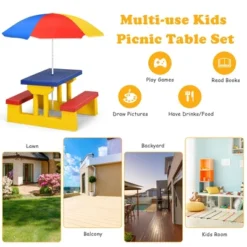 Costway Kids Picnic Table Set W/Removable Umbrella Indoor Outdoor Garden Patio -Children Household Series GUEST 67260cd6 805b 40d6 8820 4ead705fdc5c
