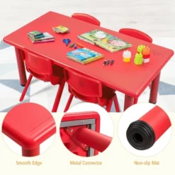 Costway Kids Plastic Rectangular Learn And Play Table Playroom Kindergarten Home Red -Children Household Series GUEST 675679d4 b25d 4b43 a483 ebccd3cb01ab