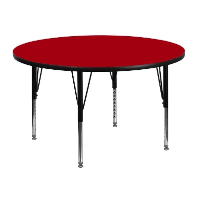 Flash Furniture 48'' Round Thermal Laminate Activity Table - Height Adjustable Short Legs 2 Flash Furniture 48'' Round Thermal Laminate Activity Table - Height Adjustable Short Legs - Image 2