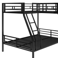 Twin Over Full Metal Bunk Bed With Twin Size Loft Bed And Desk, Black - ModernLuxe -Children Household Series GUEST 6885c76d 6e49 4e55 9f13 9407fb9bf230