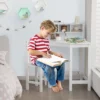 Costway Kids Corner Desk & Chair Set Wooden Study Writing Workstation With Storage & Hutch