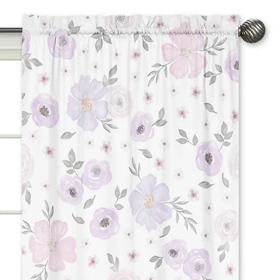 2pc Sweet Jojo Designs Watercolor Floral Window Panels Lavender/Gray 2 2pc Sweet Jojo Designs Watercolor Floral Window Panels Lavender/Gray - Image 2