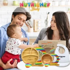 NutriChef Rainbow Dinnerware Set With Bibs For Kids -Children Household Series GUEST 6b7b56d9 75de 43a7 ba9b 735e660f72f6