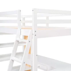 Loft Bed With Ladder, Shelves, And Desk - ModernLuxe -Children Household Series GUEST 6bbf797f f042 45f8 887d 49e6b456b3e4