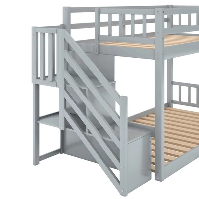 Twin Over Twin Bunk Bed With Storage Ladder - ModernLuxe 6 Twin Over Twin Bunk Bed With Storage Ladder - ModernLuxe - Image 6