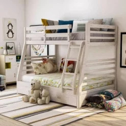 HOMES: Inside + Out Twin Over Full Kids' Emma Bunk Bed Wire Brushed White - IoHOMES
