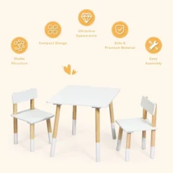 Costway Kids Wooden Table & 2 Chairs Set Children Activity Table Set 12 Costway Kids Wooden Table & 2 Chairs Set Children Activity Table Set -Children Household Series GUEST 6e3507c8 c81f 4f25 a08a d8d7c9a5850d