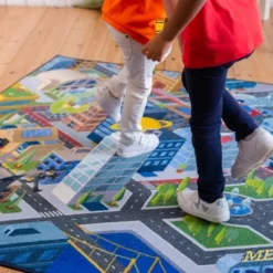 KC CUBS | Justice League Boy & Girl Kids Metropolis City Road Car Vehicle Traffic Educational Learning & Game Nursery Classroom Rug -Children Household Series GUEST 6e42f81c ecab 4acb 849f 607e11e4093c