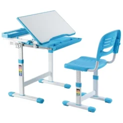 Mount-It! Kids Desk And Chair Set | Height Adjustable Ergonomic Children's School Workstation With Storage Drawer | Blue -Children Household Series GUEST 70f1762b 1dc0 40ea 85c8 d9b157fc48b0