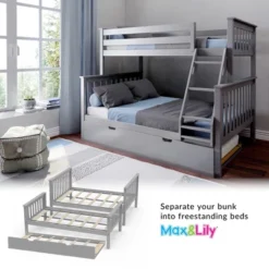 Max & Lily Twin Over Full Bunk Bed With Trundle Bed -Children Household Series GUEST 7107b11a 0578 4ef4 84f0 e67a56392a17