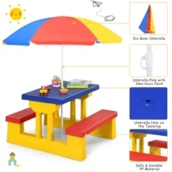 Costway Kids Picnic Table Set W/Removable Umbrella Indoor Outdoor Garden Patio -Children Household Series GUEST 717828dc 67e8 4558 8b83 36122303d1fe
