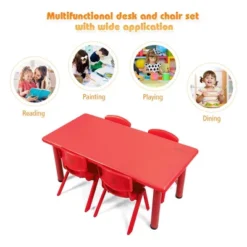 Costway Kids Plastic Rectangular Learn And Play Table Playroom Kindergarten Home Red -Children Household Series GUEST 72f3058c 5824 46ca acf0 39391ff79162
