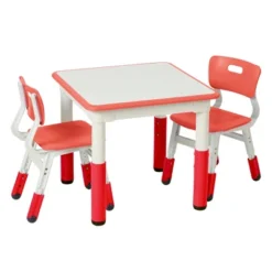 ECR4Kids Square Resin Dry-Erase Adjustable Activity Table With 2 Chairs (3-Piece Set) -Children Household Series GUEST 746c2d60 874c 48a2 8463 80ce62af2701