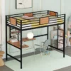 Twin Metal Loft Bed With Desk And Shelve - ModernLuxe