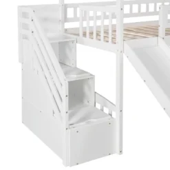 Twin Size House Shape Loft Bed With Two Drawers And Slide - ModernLuxe -Children Household Series GUEST 75d57171 486c 4ff4 8fff bd142e70eb52