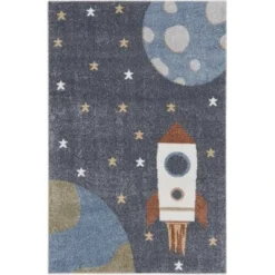 Nourison Kids Washable Space Rocketship Indoor Rug -Children Household Series GUEST 7655b8ce 84a7 427e 9459 90809a196a70
