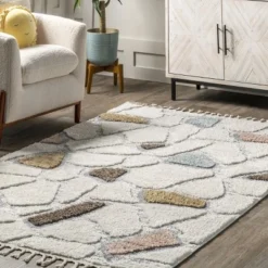 Zende Colorful Stones Kids Tassel Area Rug -Children Household Series GUEST 765efeee aa56 4643 89a9 f4617eb6612b