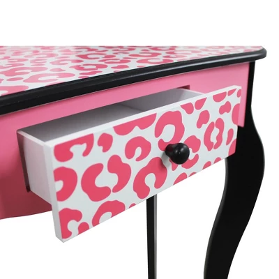 Fashion Leopard Prints Gisele Play Wooden Vanity Set Pink / Black - Teamson Kids 5 Fashion Leopard Prints Gisele Play Wooden Vanity Set Pink / Black - Teamson Kids - Image 5