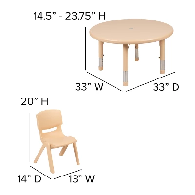 Flash Furniture 33" Round Plastic Height Adjustable Activity Table Set With 4 Chairs 3 Flash Furniture 33" Round Plastic Height Adjustable Activity Table Set With 4 Chairs - Image 3