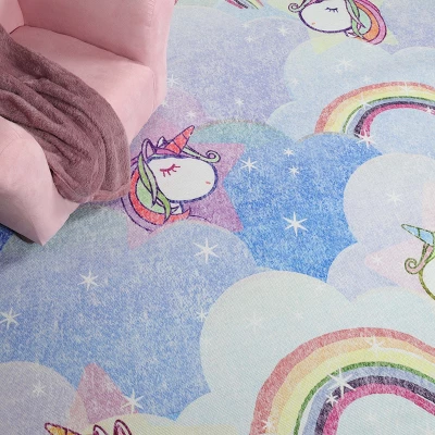 Unicorn Rainbow Colorful Kids Playroom Nursery Washable Indoor Area Rug By Blue Nile Mills 7 Unicorn Rainbow Colorful Kids Playroom Nursery Washable Indoor Area Rug By Blue Nile Mills - Image 7