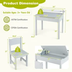 Costway Toddler Craft Table & Chair Set Kids Art Crafts Table WithPaper Roll Holder Grey/White 19 Costway Toddler Craft Table & Chair Set Kids Art Crafts Table WithPaper Roll Holder Grey/White -Children Household Series GUEST 7a1522c0 24f1 4007 9659 bb44d8bea72d