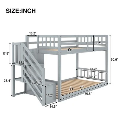 Twin Over Twin Bunk Bed With Storage Ladder - ModernLuxe 2 Twin Over Twin Bunk Bed With Storage Ladder - ModernLuxe - Image 2