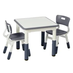ECR4Kids Square Resin Dry-Erase Adjustable Activity Table With 2 Chairs (3-Piece Set) -Children Household Series GUEST 7cb37d1e 626a 4945 8f87 c3cfc4aaf994