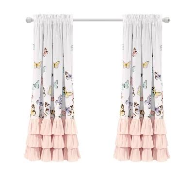 2pc Flutter Butterfly Window Curtain Set Pink - Lush Décor 5 2pc Flutter Butterfly Window Curtain Set Pink - Lush Décor - Image 5