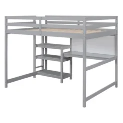 Wooden Loft Bed With Shelves, Desk And Writing Board - ModernLuxe -Children Household Series GUEST 80dc7cf7 abca 4eb9 b27c 54f0b5373422