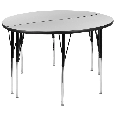 Emma And Oliver 2 Piece 47.5" Circle Wave Collaborative Grey Adjustable Activity Table Set 10 Emma And Oliver 2 Piece 47.5" Circle Wave Collaborative Grey Adjustable Activity Table Set - Image 10