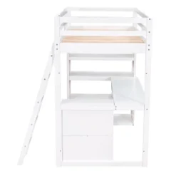 Loft Bed With Ladder, Shelves, And Desk - ModernLuxe -Children Household Series GUEST 8241b582 a3d6 4d7c 9005 e7a38111d490