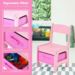 Costway 3 In 1 Kids Wood Table Chairs Set W/ Storage Box Blackboard Drawing Pink 17 Costway 3 In 1 Kids Wood Table Chairs Set W/ Storage Box Blackboard Drawing Pink -Children Household Series GUEST 8256f2f5 2193 4612 95d0 260826f440d5