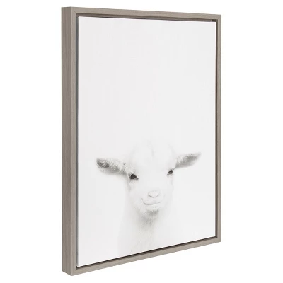24" X 18" Baby Goat Framed Canvas Art Gray - Uniek 1 24" X 18" Baby Goat Framed Canvas Art Gray - Uniek