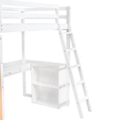 Loft Bed With Ladder, Shelves, And Desk - ModernLuxe -Children Household Series GUEST 854beb2f 5af3 4b47 8fba fcf70215bd7f