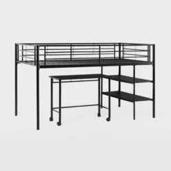 Twin Analise Metal Low Loft Bed With Desk And Storage Black - Saracina Home -Children Household Series GUEST 85b7c5f0 c721 437d a979 b809ae098cbd