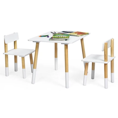 Costway Kids Wooden Table & 2 Chairs Set Children Activity Table Set 8 Costway Kids Wooden Table & 2 Chairs Set Children Activity Table Set - Image 8