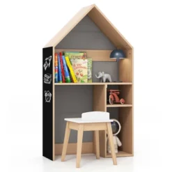 Costway Kids House-Shaped Table & Chair Set Wooden Toy Organizer Cabinet With Blackboard Grey/White 19 Costway Kids House-Shaped Table & Chair Set Wooden Toy Organizer Cabinet With Blackboard Grey/White -Children Household Series GUEST 8904a9cc 86f8 4d13 9bbe 86b48c84549d