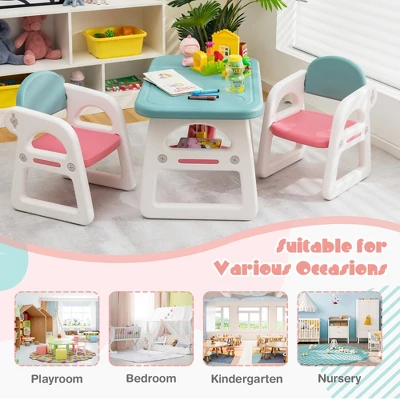 Costway 3-Piece Kids Table And Chair Set Toddler Activity Study Desk With Building Blocks 7 Costway 3-Piece Kids Table And Chair Set Toddler Activity Study Desk With Building Blocks - Image 7