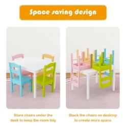 Costway 5 Piece Kids Wood Table Chair Set Activity Toddler Playroom Furniture Colorful 15 Costway 5 Piece Kids Wood Table Chair Set Activity Toddler Playroom Furniture Colorful -Children Household Series GUEST 8a245146 ec5b 485e b9ae 7f9d7e361a8d