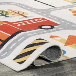 NuLOOM Carmina City Streets Machine Washable Kids Area Rug 3' X 5' In White Multi -Children Household Series GUEST 8a4058be 4fef 4e93 8958 11dcc8e69a24