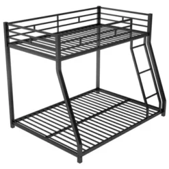 Twin Over Full Metal Floor Bunk Bed With Ladder-ModernLuxe -Children Household Series GUEST 8a5dd3ff 0ed2 4d76 8c8f cbbaedb8ebb3