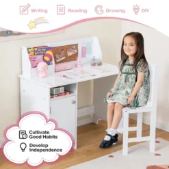 Costway Kids Desk And Chair Set Study Writing Workstation With Bookshelf & Bulletin Board 13 Costway Kids Desk And Chair Set Study Writing Workstation With Bookshelf & Bulletin Board -Children Household Series GUEST 8b401a76 fc28 44f9 ad7b cba2ddd1b374
